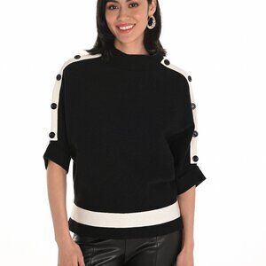 253868 Knit Top black/Off White Top by FRANK LYMAN